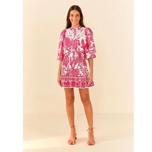 FARM RIO TROPICAL WOODCUT MINI DRESS